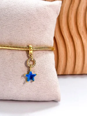 BERLOQUE ZIRCÔNIAS OURO ESTRELA AZUL